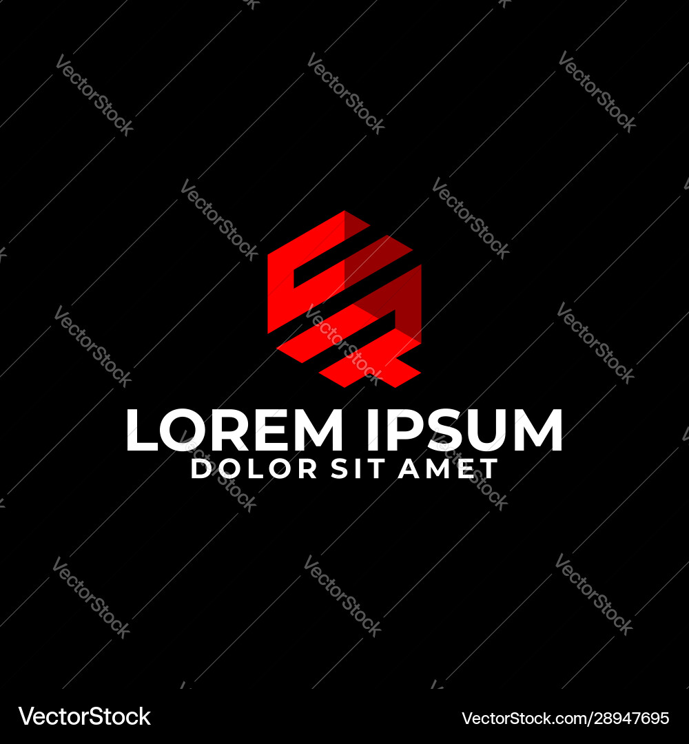 CR Initial Logo with Hexagonal Cube vector image