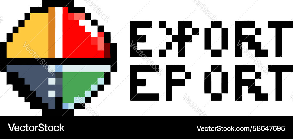 Data Export Button with Pie Chart Vector Image