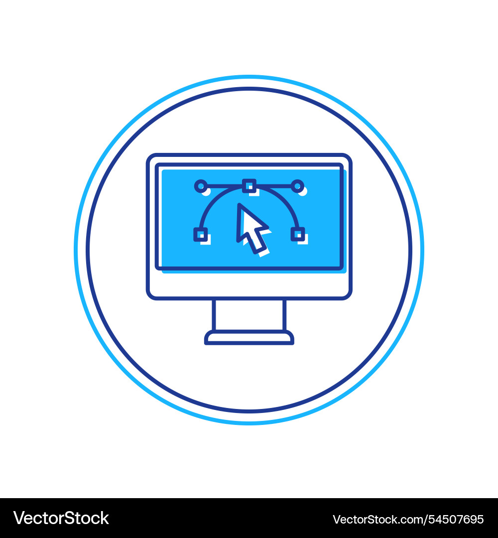 Filled outline computer display with design Filled outline computer display with design vector image