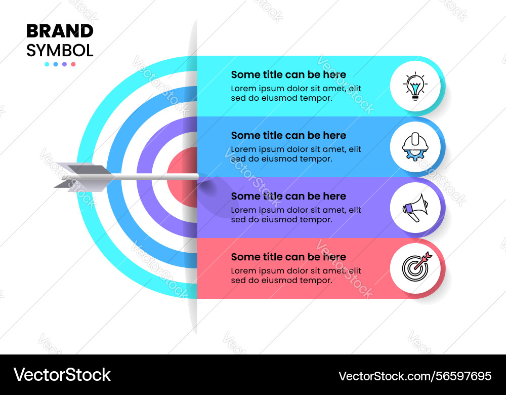 Infographic template dartboard with 4 steps Infographic template dartboard with 4 steps vector image