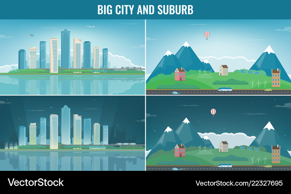 Modern city with suburban landscape building Modern city with suburban landscape building vector image