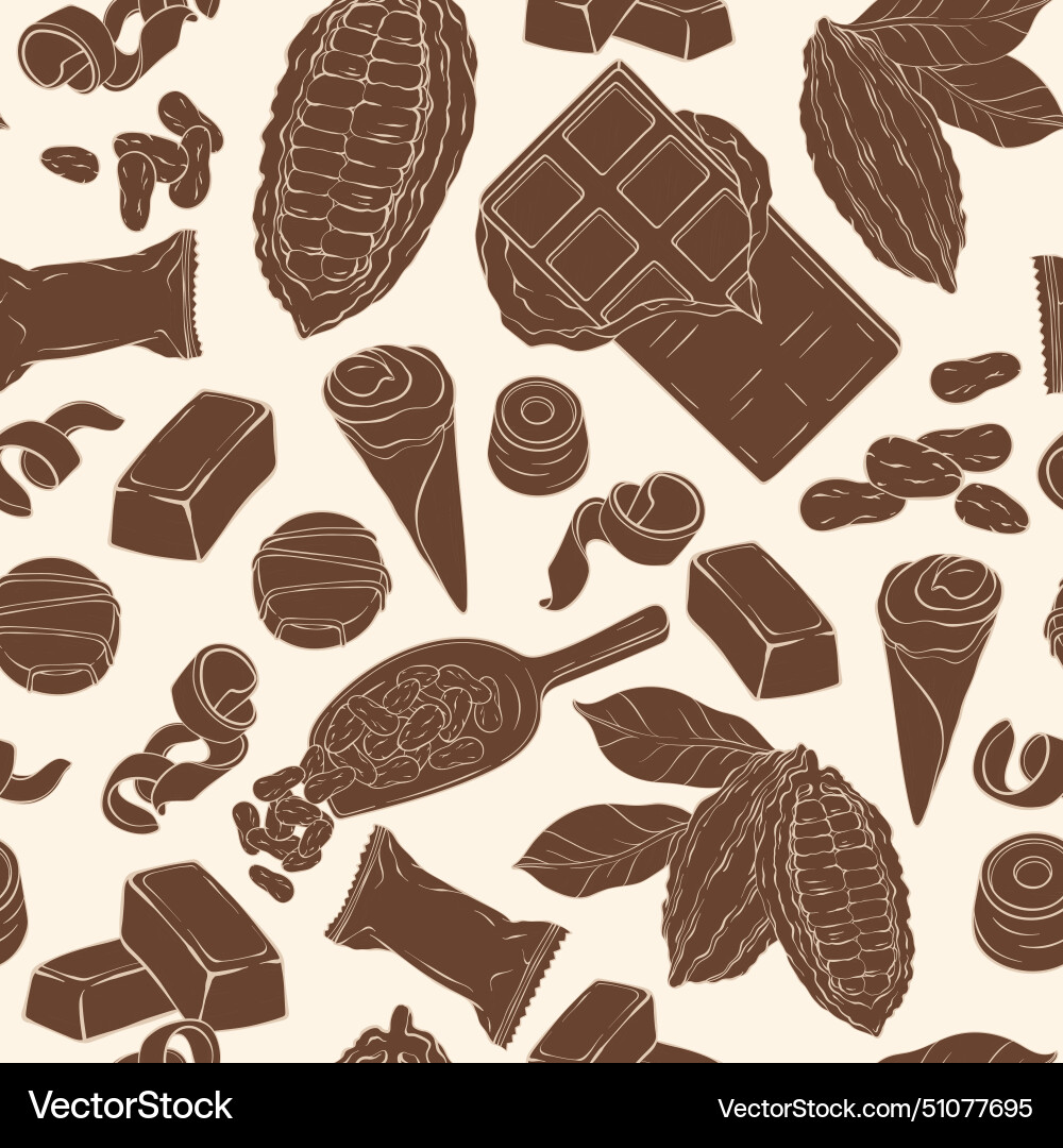 Seamless pattern with candy cocoa beans Seamless pattern with candy cocoa beans Vector Image
