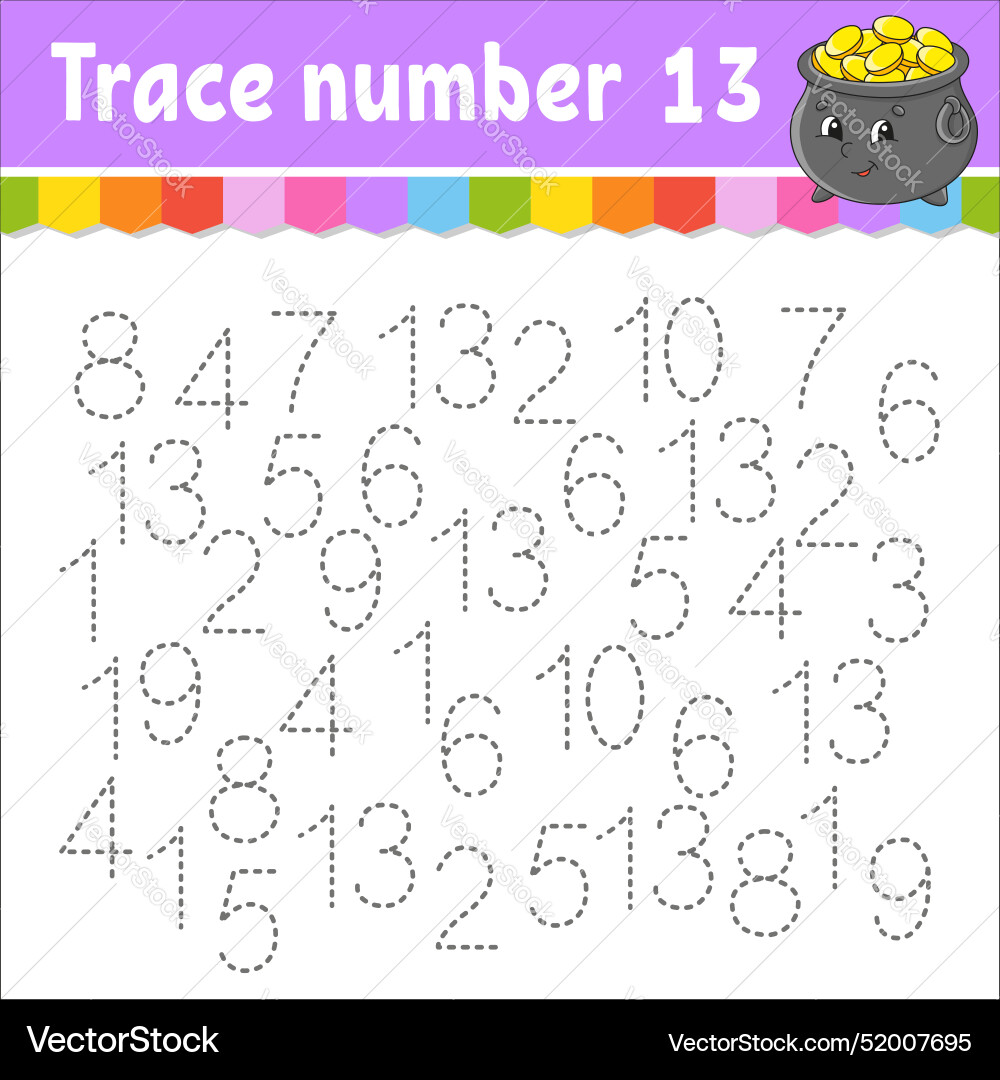 Trace number handwriting practice learning Trace number handwriting practice learning vector image