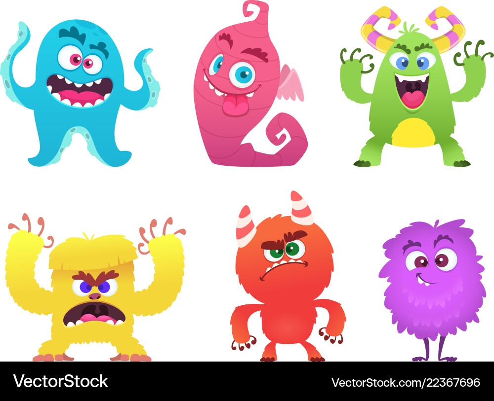 Cartoon monsters goblin gremlin troll scary cute vector image