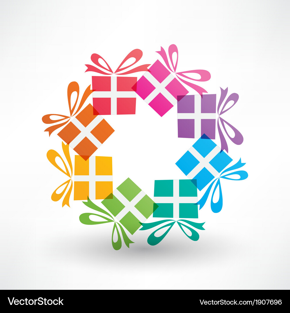 Colored circle of gifts Vector Image