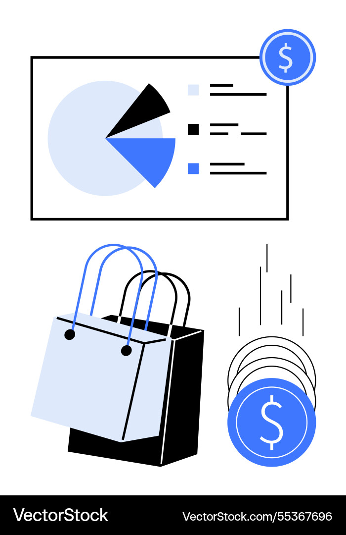 Data-driven shopping analytics with pie chart Vector Image