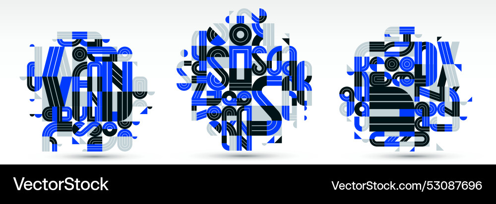 Dynamic messy abstract design compositions set Vector Image