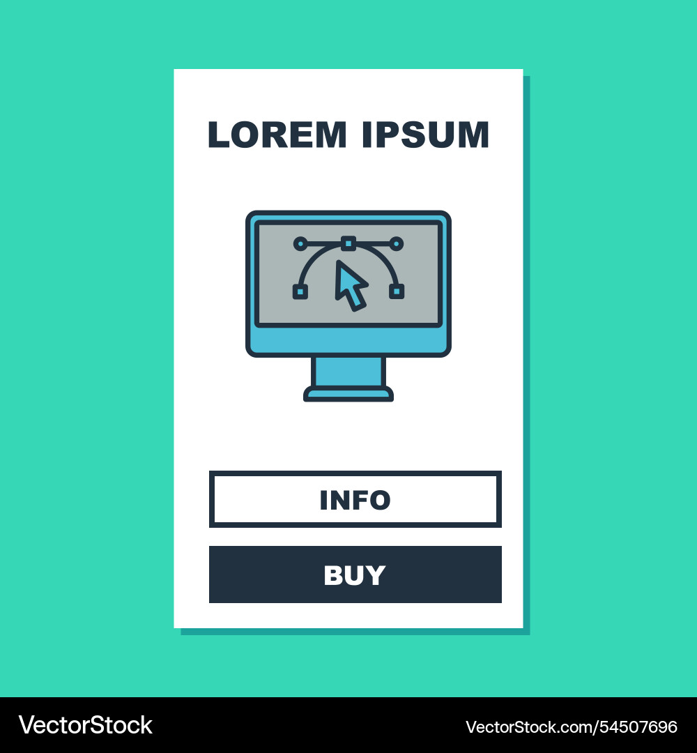 Filled outline computer display with design Filled outline computer display with design vector image