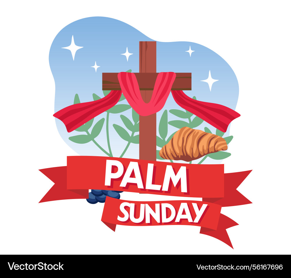 Glücklicher Palmsonntag mit Blattsilhouette Glücklicher Palmsonntag mit Blattsilhouette vektorbild