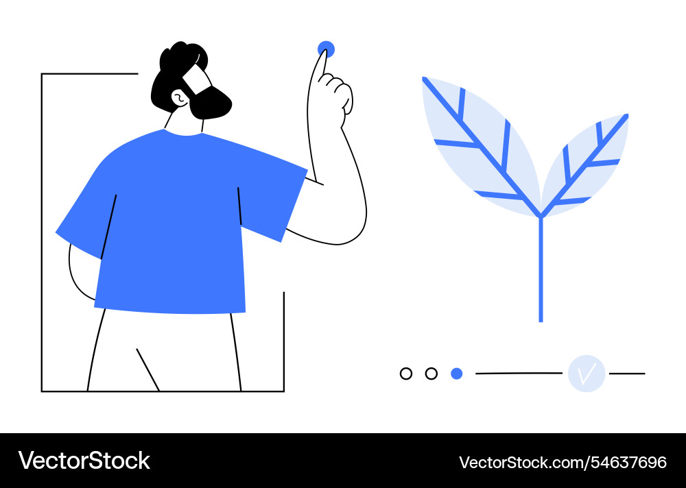 Man interacting with technology display Man interacting with technology display vector image