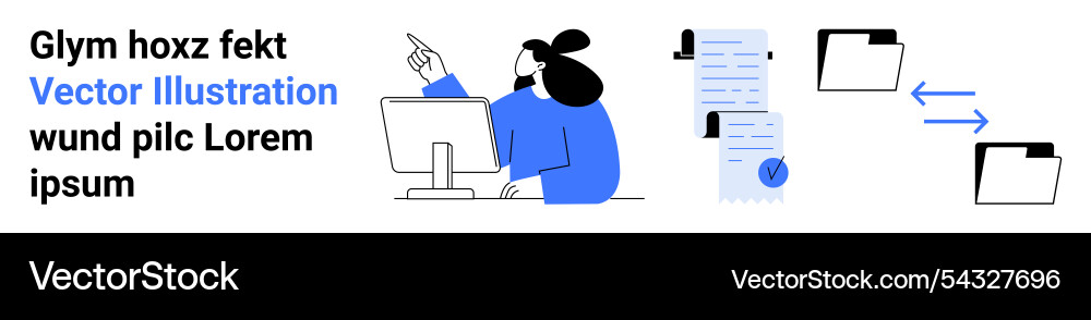 Office worker at desk with computer document Office worker at desk with computer document vector image