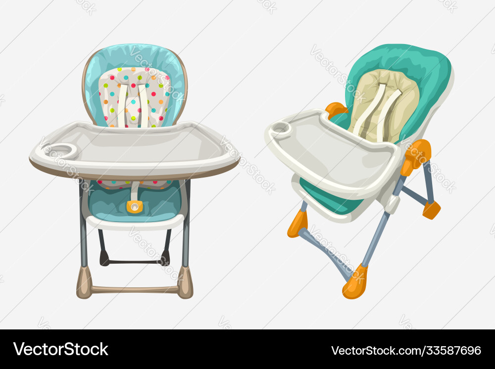 Paar Babyhochstühle auf weiß isoliert Paar Babyhochstühle auf weiß isoliert vektorbild