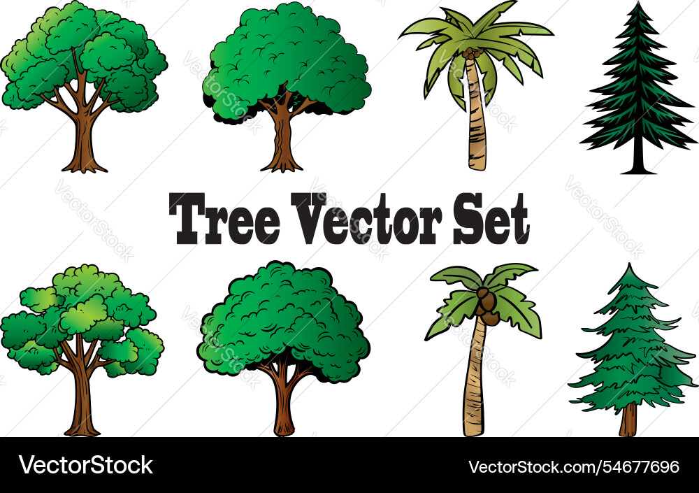 Trees variation elements set Trees variation elements set Vector Image