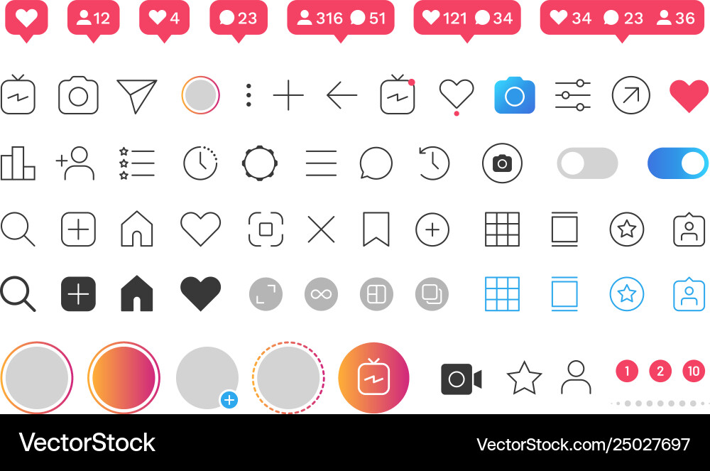 Interface buttons like heart user favorite option Interface buttons like heart user favorite option vector image