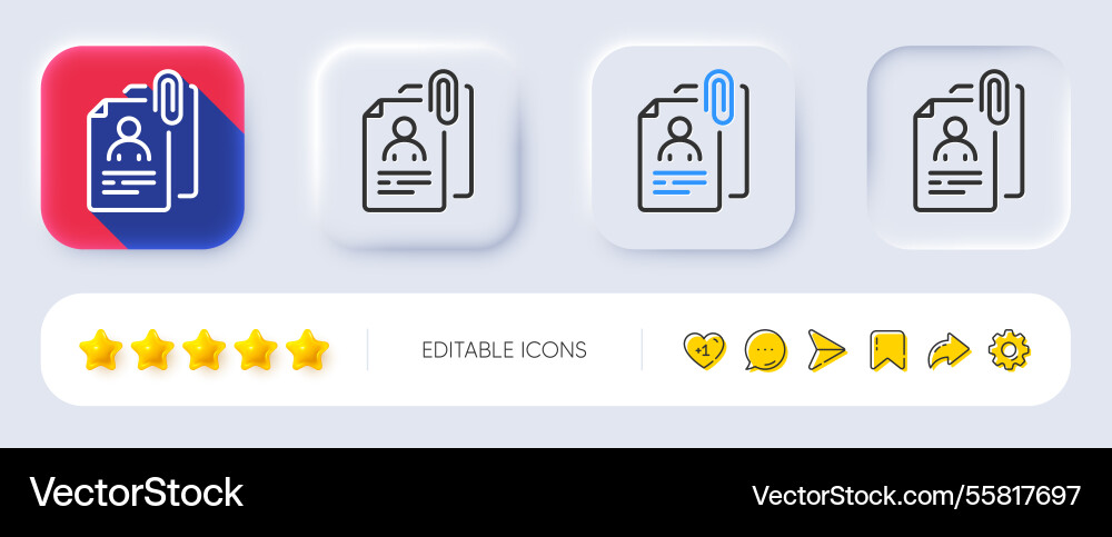 Interview documents line icon cv file attachment vector image