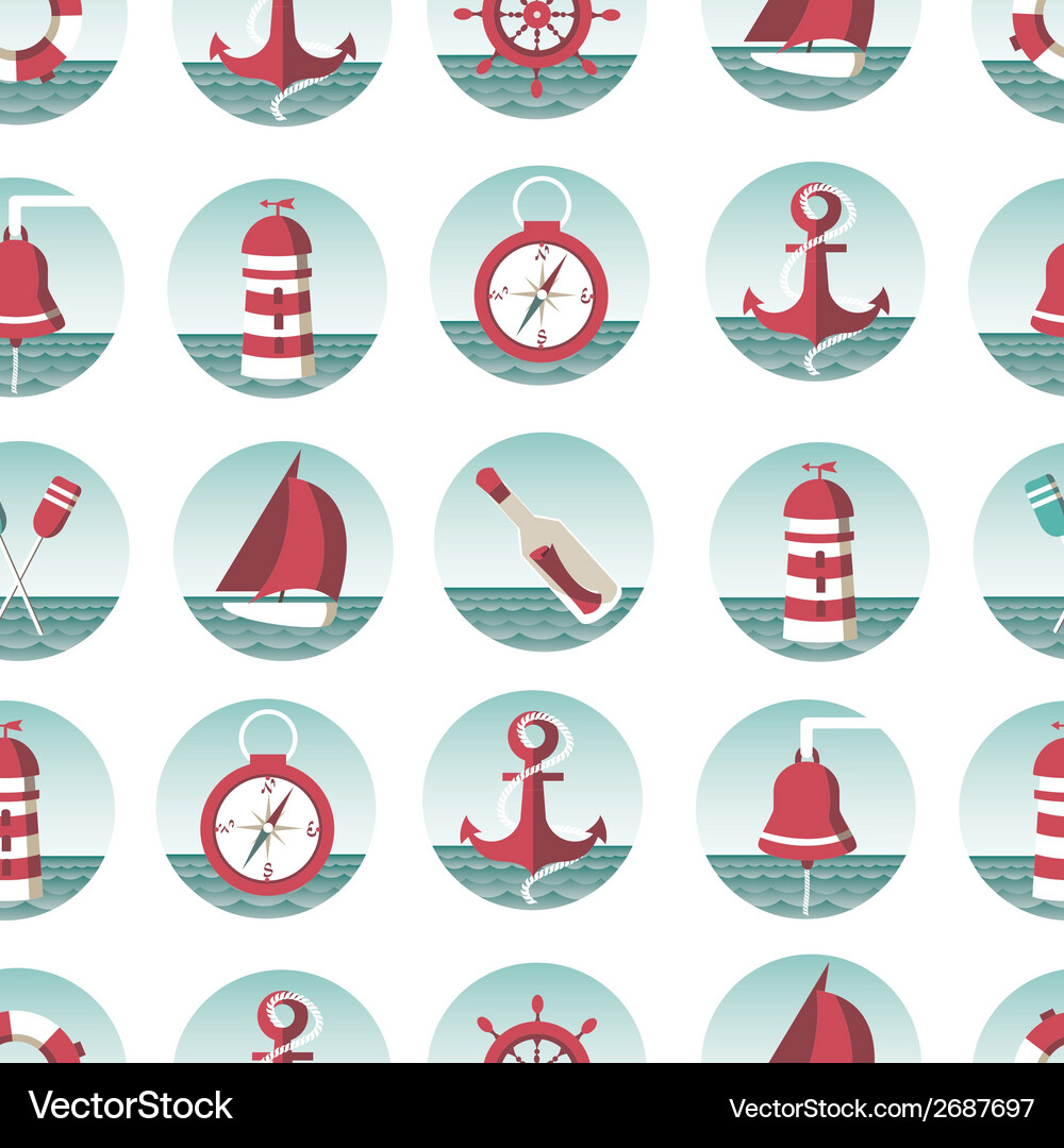Nautical seamless pattern with sea elements Vector Image