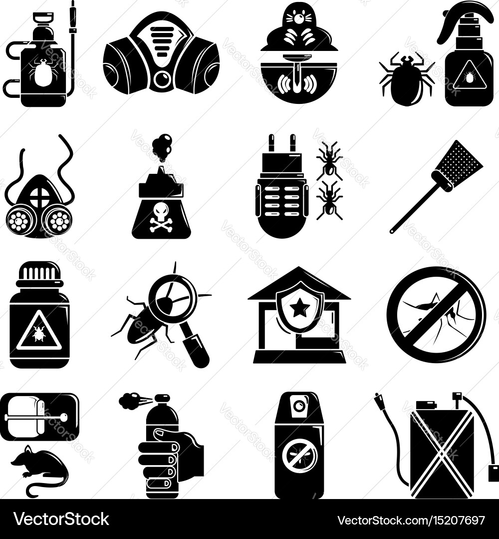 Pest control tools icons set simple style Vector Image