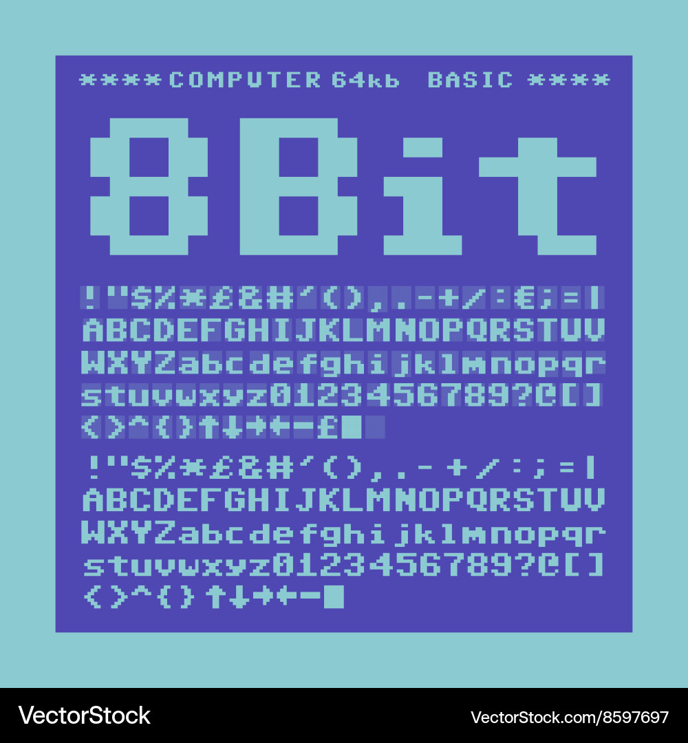 Retro 8-Bit Pixel Font vector image