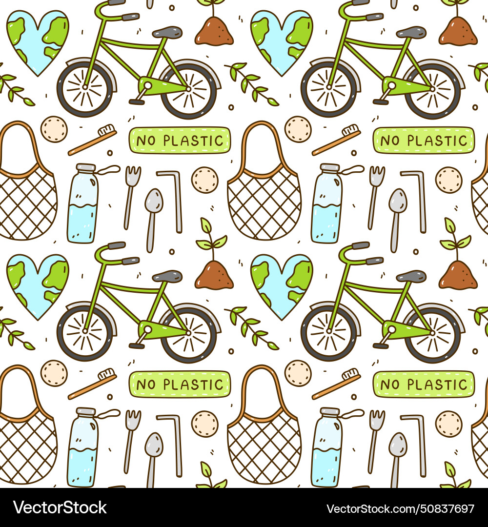 Seamless pattern with recycle products Seamless pattern with recycle products Vector Image