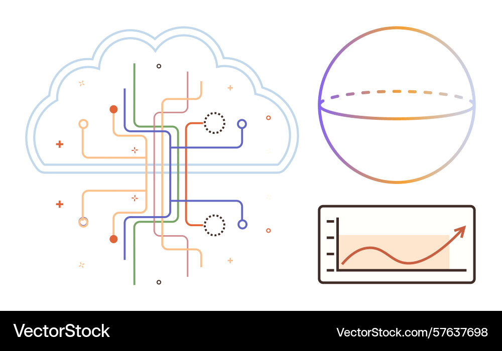 Cloud computing concept with networking lines Cloud computing concept with networking lines vector image