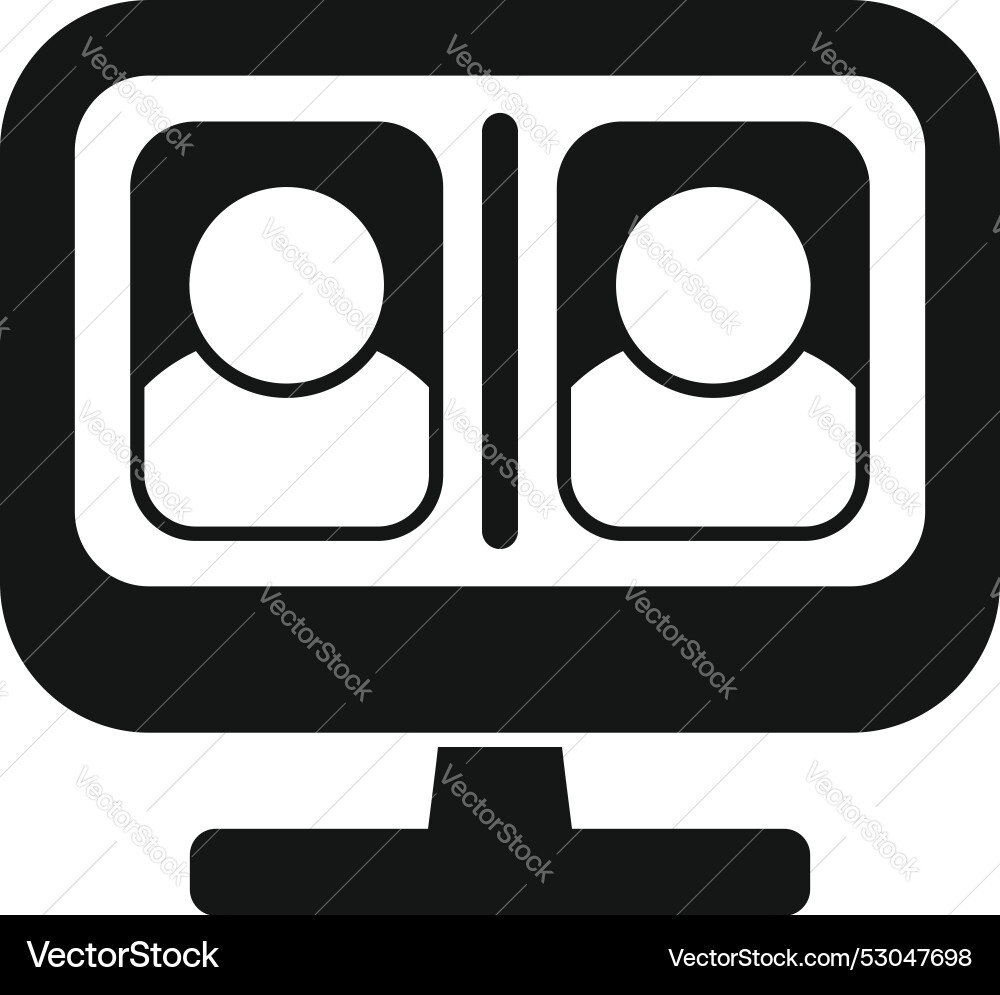 Computer screen displaying two people having video Vector Image