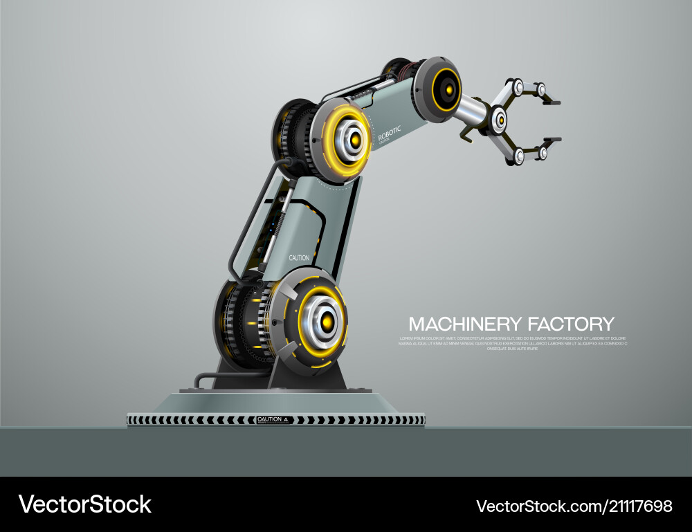 Machine robotic robot arm hand factory Machine robotic robot arm hand factory vector image