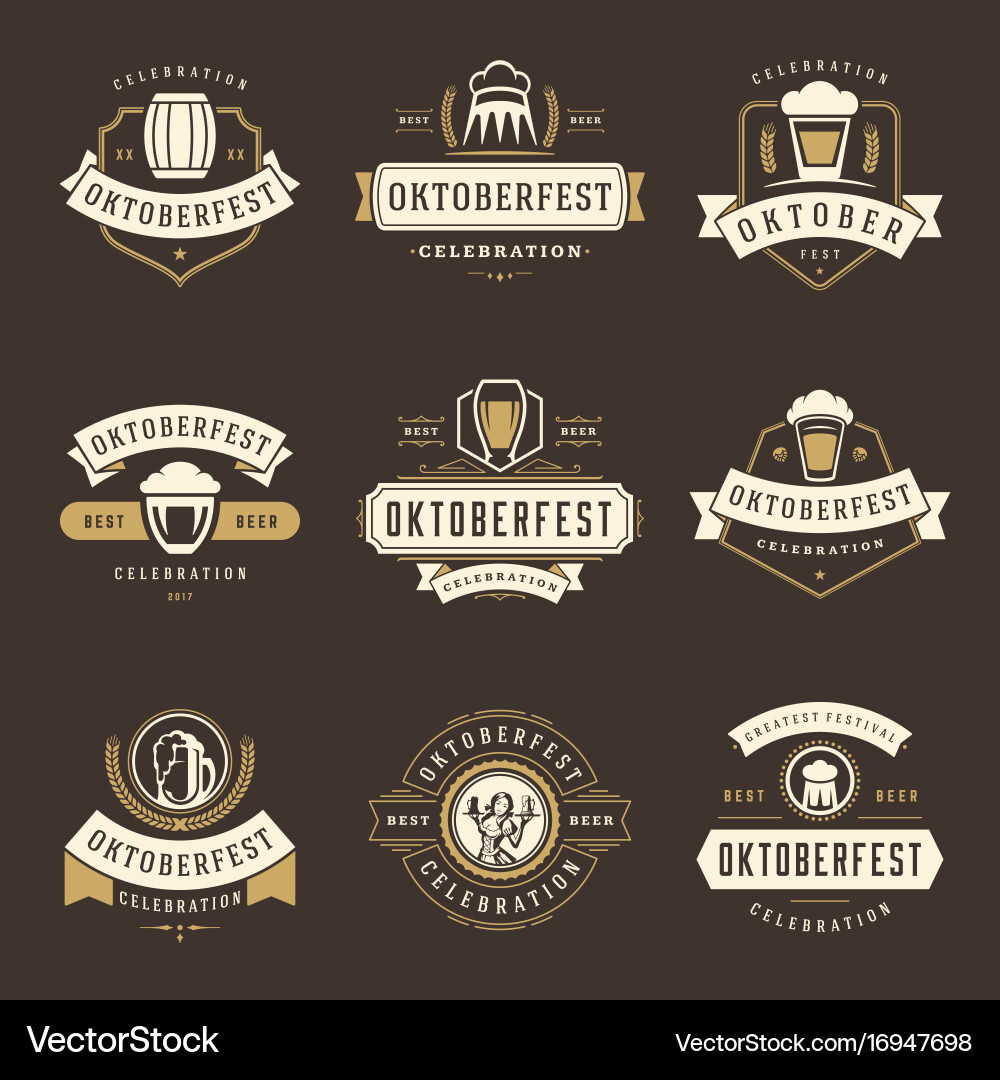 Oktoberfest celebration beer festival labels vector image
