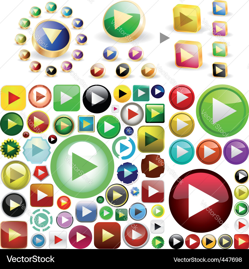 Play Button Set Vector Image