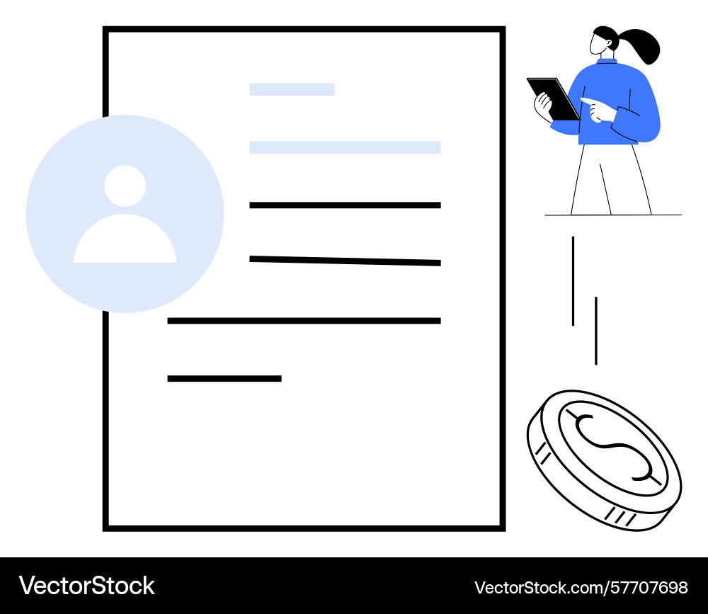 Profile document with user avatar currency coin Profile document with user avatar currency coin Vector Image