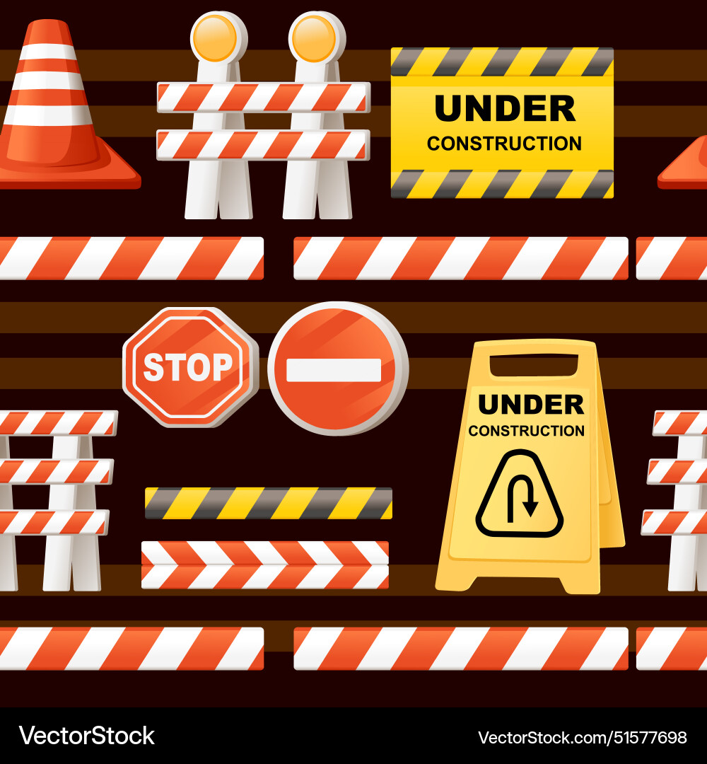 Seamless pattern of different under construction Seamless pattern of different under construction Vector Image