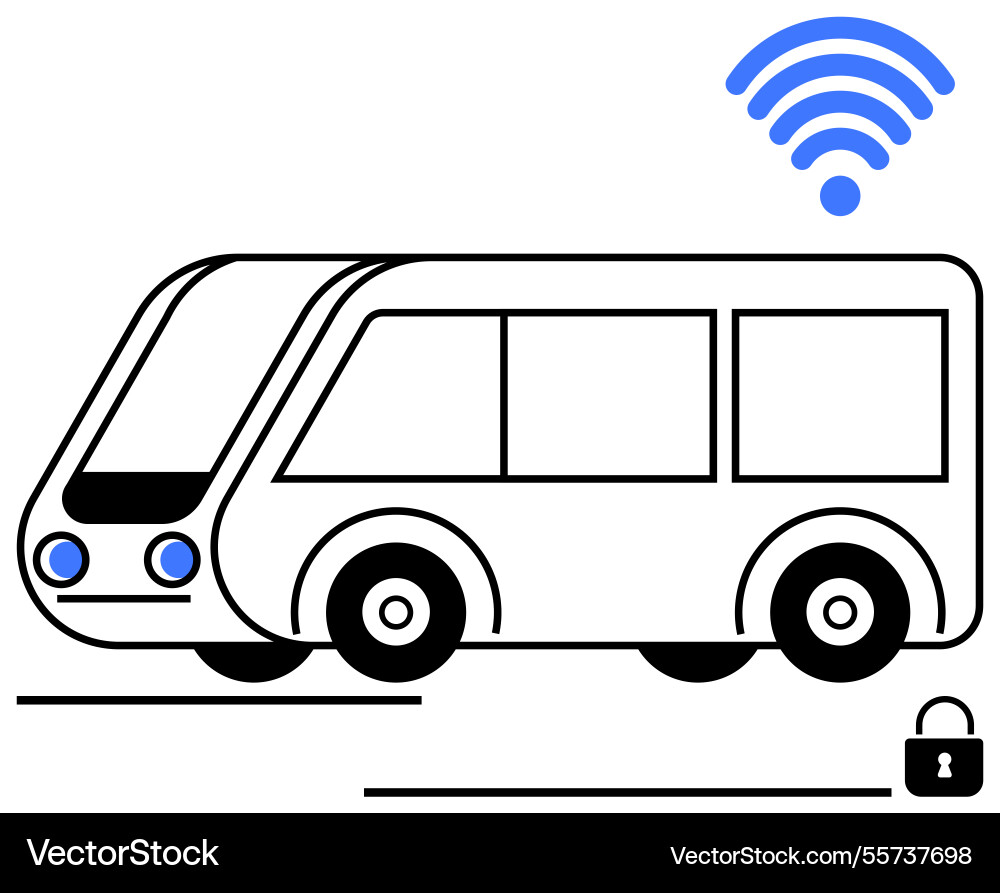 Smart bus with wireless connectivity and security Smart bus with wireless connectivity and security vector image
