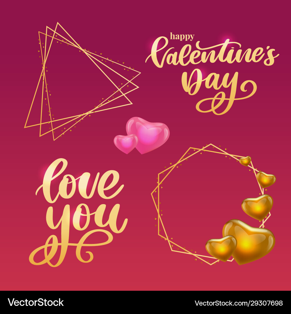 Valentine poster card label banner letter slogan Valentine poster card label banner letter slogan vector image