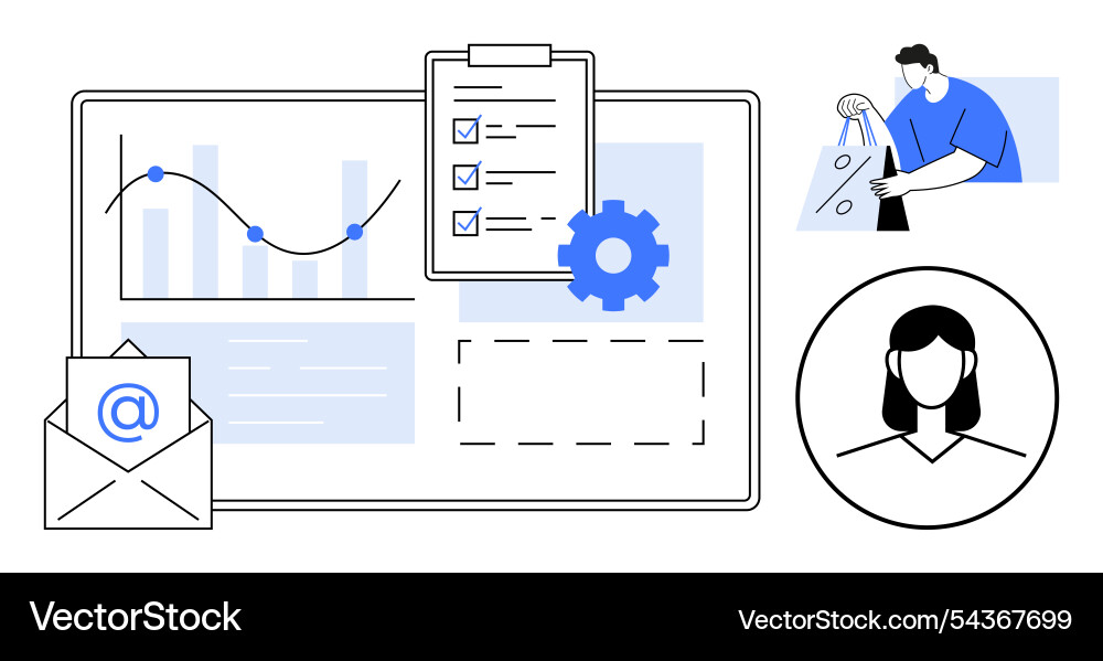 Business analytics with a bar graph email icon Vector Image
