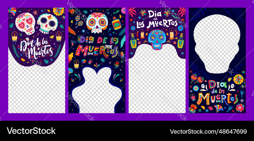 Dia de los muertos holiday social media templates Dia de los muertos holiday social media templates vector image