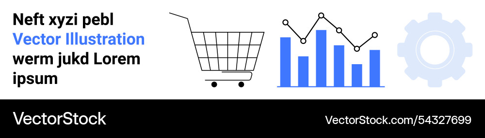 E-commerce analytics with shopping cart graph E-commerce analytics with shopping cart graph vector image