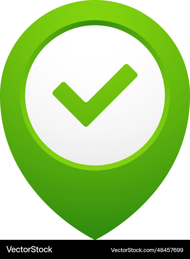 Geo pin with check mark green map pointer Geo pin with check mark green map pointer vector image