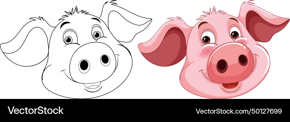 Graphics of a pig colored and outlined Graphics of a pig colored and outlined vector image
