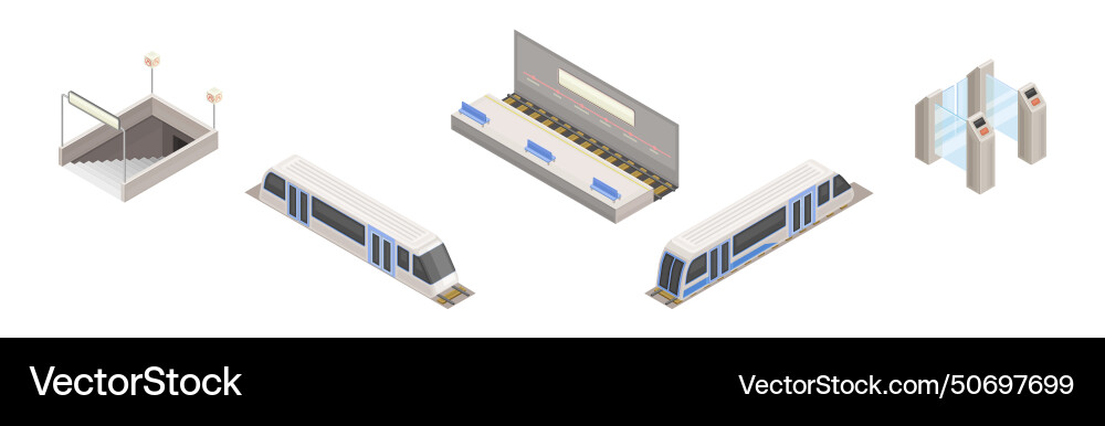 Isometric metro station with train platform Isometric metro station with train platform vector image