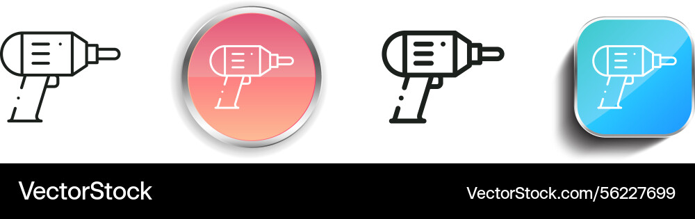Machine drill icon thin linear regular and button Machine drill icon thin linear regular and button vector image