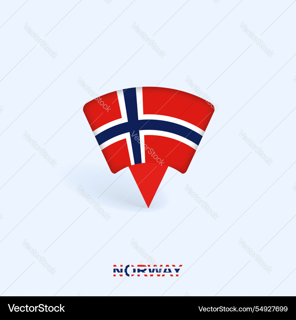 Norway flag map pointer design with shadow Norway flag map pointer design with shadow vector image