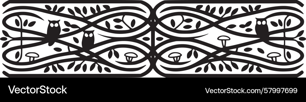 Owl Border Pattern Vector Image