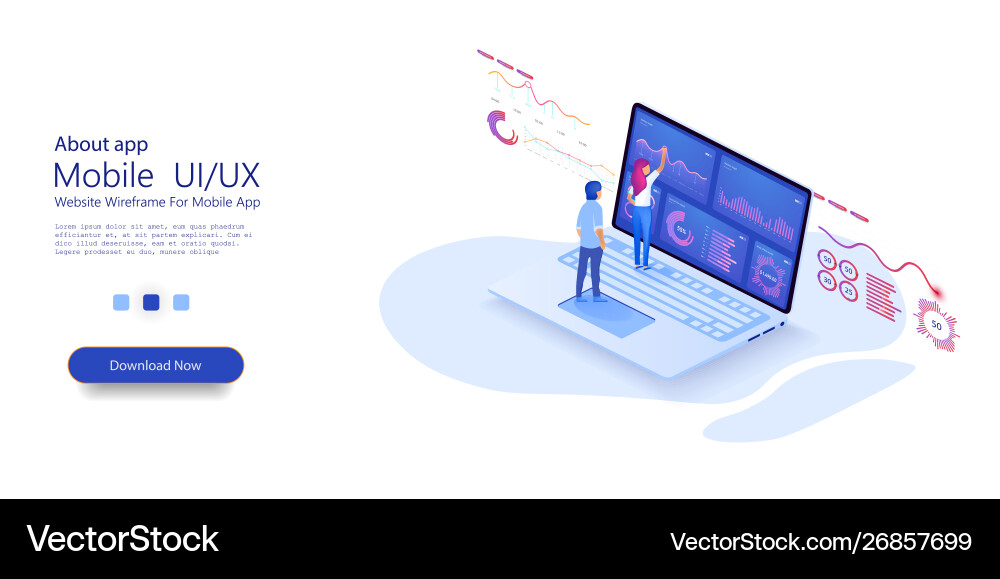 People work in a team and interact with graphs Vector Image