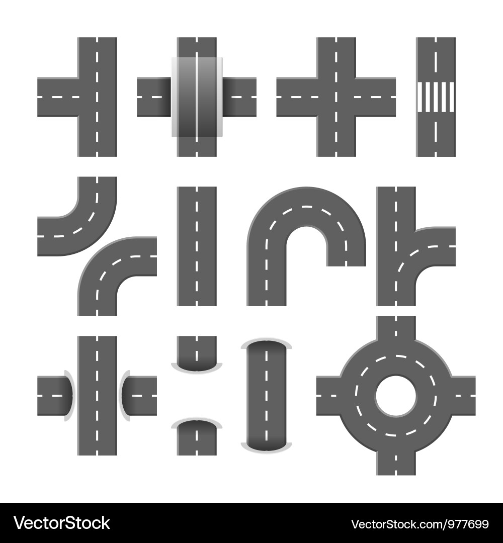 Road Elements Collection Vector Image