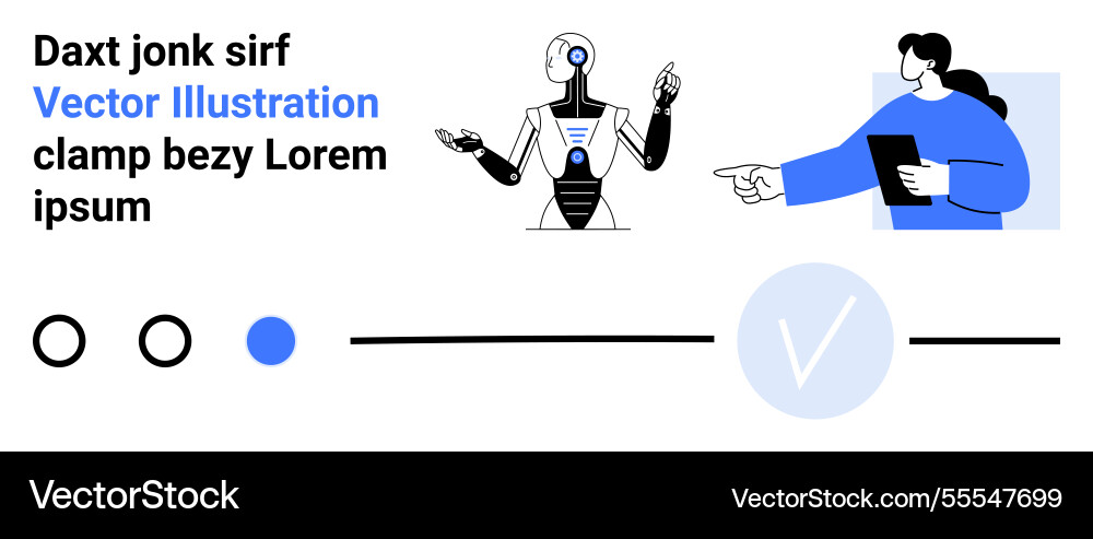 Robot and human interaction in a digital interface Vector Image