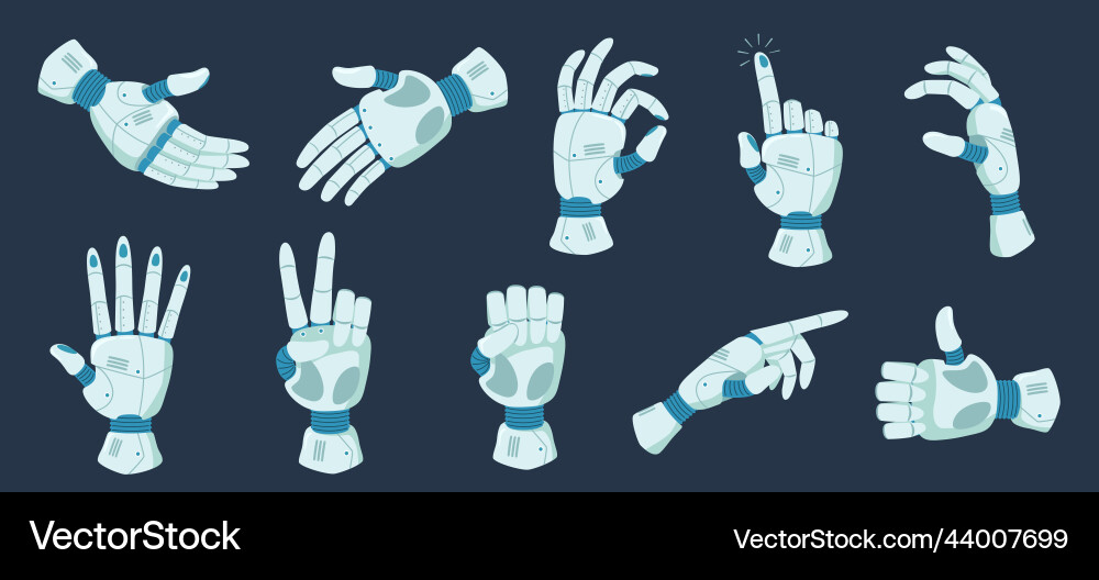 Robot hands gestures robotic arm gesture to point vector image