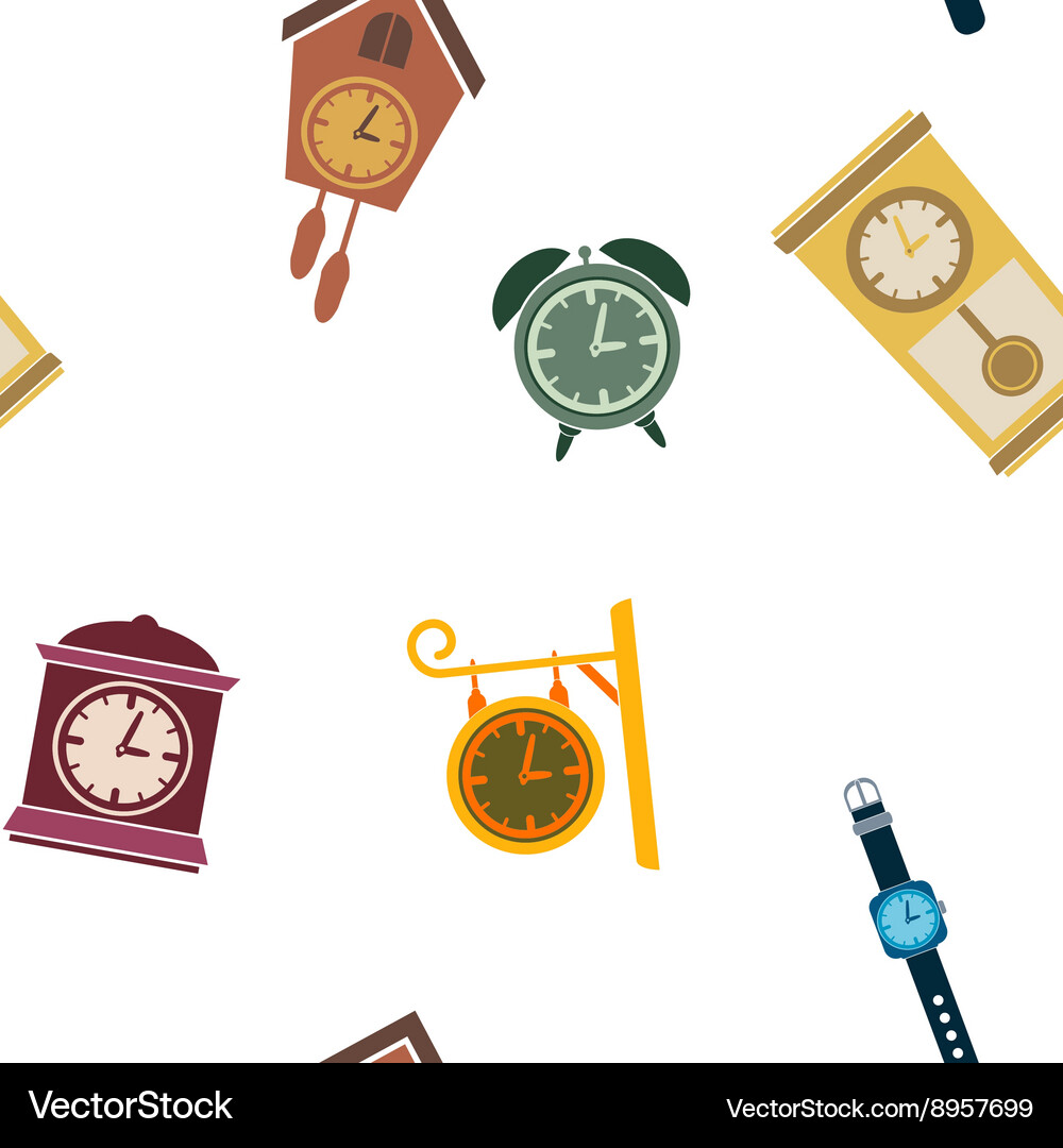 Seamless pattern with clock Vector Image