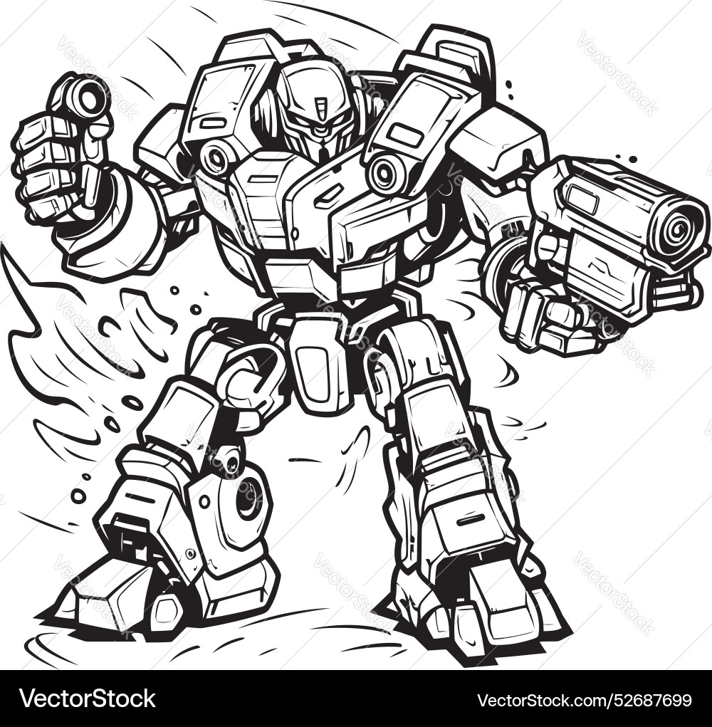 Tech arsenal transforming weapon with icon Vector Image