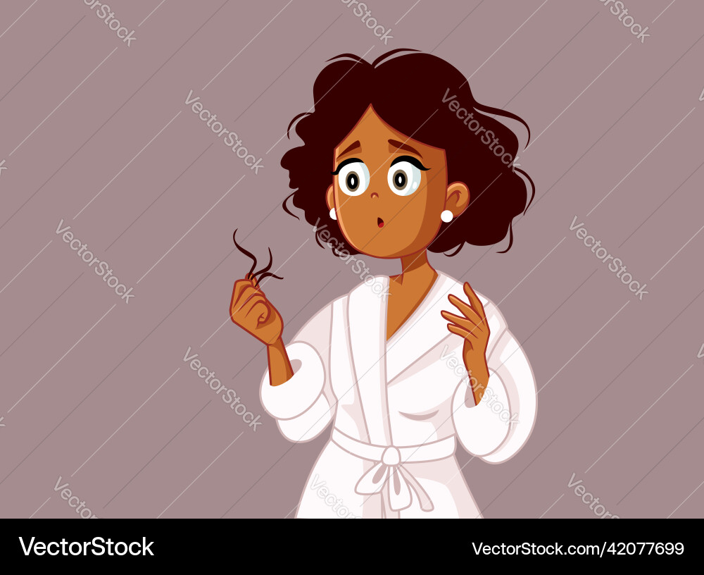 Woman suffering hair loss problem Woman suffering hair loss problem vector image