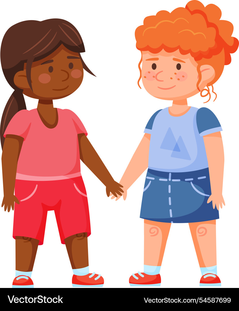 Zwei junge Mädchen ein african american Zwei junge Mädchen ein african american vektorbild