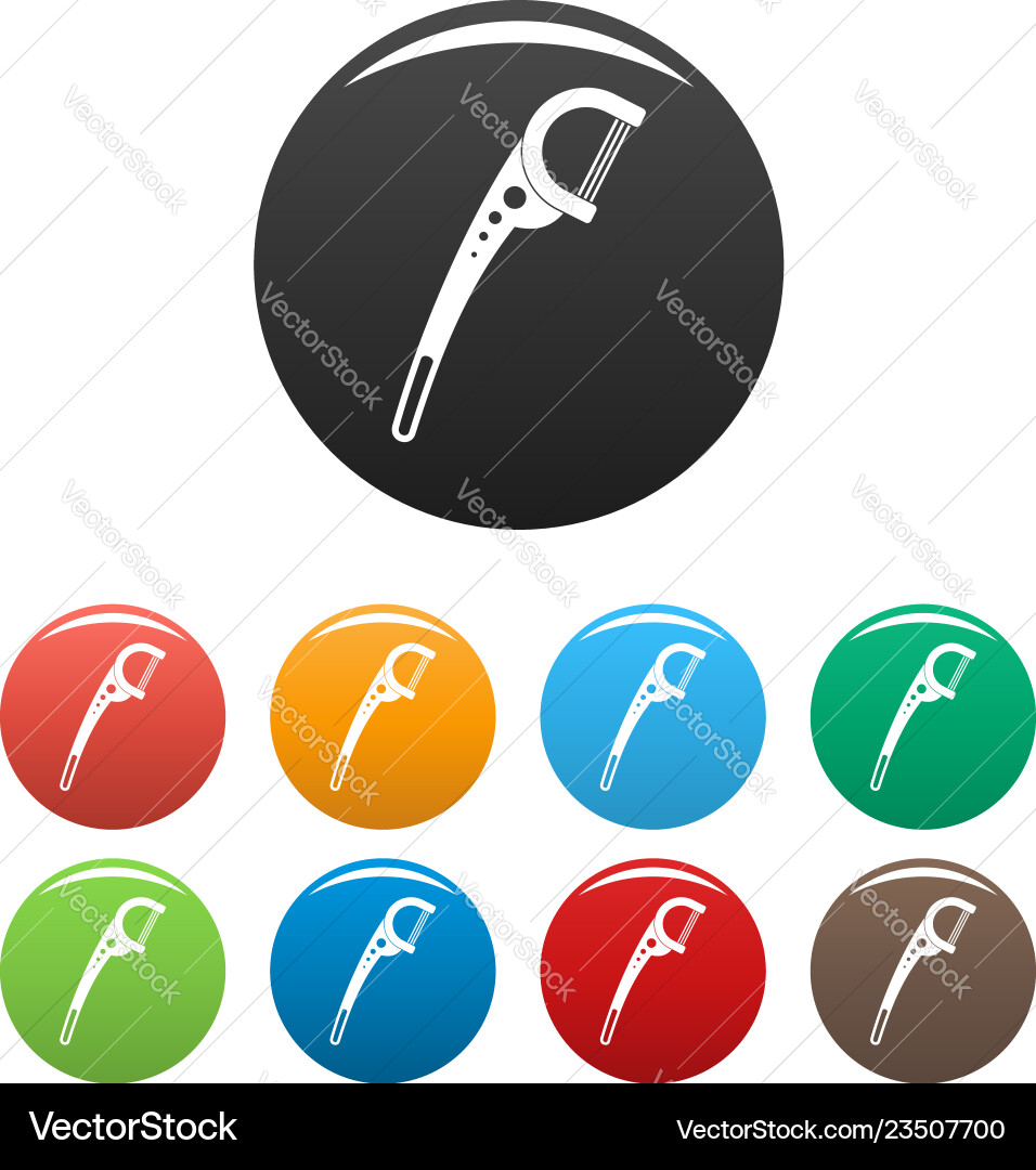 Floss pick icons set color Floss pick icons set color Vector Image